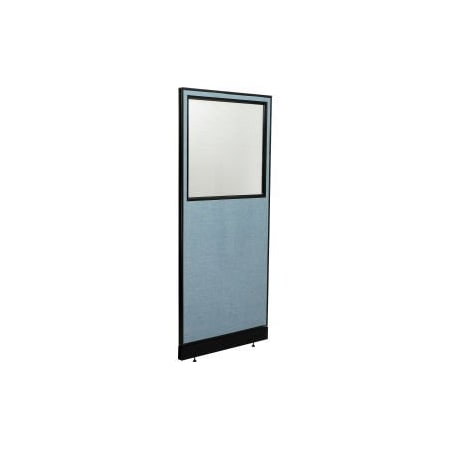 Global Equipment Interion    Office Partition Panel with Partial Window   Raceway, 24-1/4"W x 76"H, Blue 694694WNBL